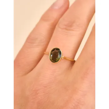 Prsten Vltavín Moldavite Zlatý prsten s vltavínem P22 0005A Velikost: 53