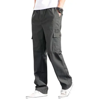 Pánské kalhoty Pánské bavlněné cargo kalhoty Letní pracovní volnočasové kalhoty s kapsami Pohodlný střih Jarní outdoorové kalhoty Lehký materiál armádní zelená XS