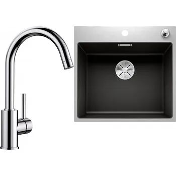 Granitový dřez Set RS Blanco Subline 500-IF/A SteelFrame + Blanco Mida (černá + chrom)