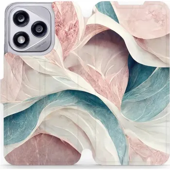 Pouzdro na mobilní telefon Flipové pouzdro Mobiwear - Honor 400 Lite 5G - VP33S Růžový a zelenkavý mramor (Knížkové flip pouzdro, obal, kryt na mobil Honor 400 Lite 5G - VP33S Růžový a zelenkavý mramor, materiál Umělá kůže + TPU - ochrana 360°, stojánek, silikonová vanička,)