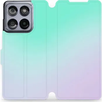 Pouzdro na mobilní telefon Flipové pouzdro Mobiwear - Motorola Edge 60 Fusion - VP63S Mátový a fialový odstín (Knížkové flip pouzdro, obal, kryt na mobil Motorola Edge 60 Fusion - VP63S Mátový a fialový odstín, materiál Umělá kůže + TPU - ochrana 360°, stojánek, silikonová vanička,