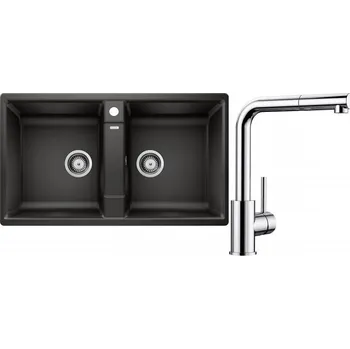 Granitový dřez Set RS Blanco Zia 9+ Blanco Mila-S (antracit + chrom)