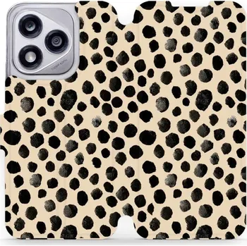 Pouzdro na mobilní telefon Flipové pouzdro Mobiwear - Honor 400 Lite 5G - VA50S Černé puntíky (Knížkové flip pouzdro, obal, kryt na mobil Honor 400 Lite 5G - VA50S Černé puntíky, materiál Umělá kůže + TPU - ochrana 360°, stojánek, silikonová vanička, magnetické zavírání)