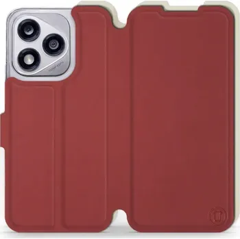 Pouzdro na mobilní telefon Flipové pouzdro Mobiwear Semiš - Honor 400 Lite 5G - Cihlové & Béžové (Knížkové semišové flip pouzdro, obal, kryt na mobil Honor 400 Lite 5G - Cihlové & Béžové, materiál semiš + TPU, ochrana 360°, stojánek, silikonová vanička, magnetické zavírání)