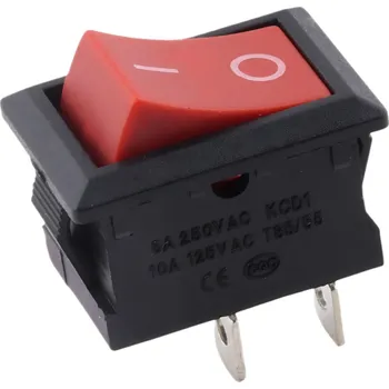 vypínač Kolébkový vypínač obdélníkový KCD1-101, červený 250V/6A