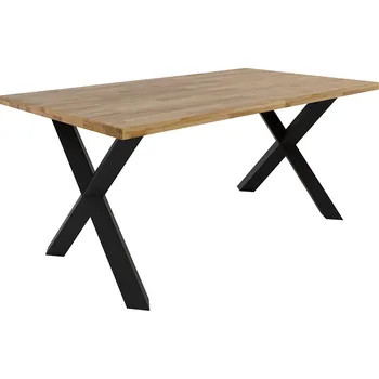 Jídelní stůl Jídelní stůl MALMO LINEAR | 180x100 cm | nerozkládací | dřevo MASIV dub + nohy kov černá