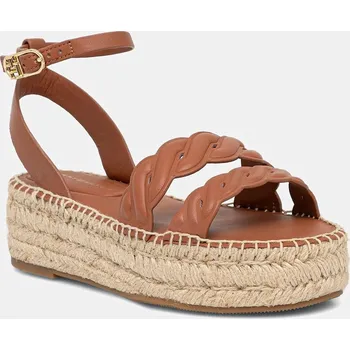Dámská obuv Kožené sandály Tommy Hilfiger LEATHER ROPE REAL ESPAD SANDAL FW0FW08496 hnědá 88X, EUR 41