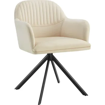 TecTake GmbH 405341 sametová otočná židle lona se silným polstrováním - krémová/černá,za kus