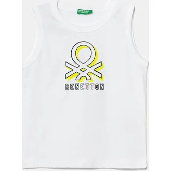 Dětské bavlněné tričko United Colors of Benetton bílá barva, s potiskem, 3I1XGH013 3I1XGH013.P.Seasonal 00X, vel. 90