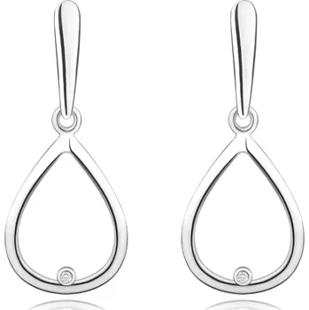Náušnice Stříbrné 925 diamantové náušnice - kulatý briliant, obrys slzy, puzetky