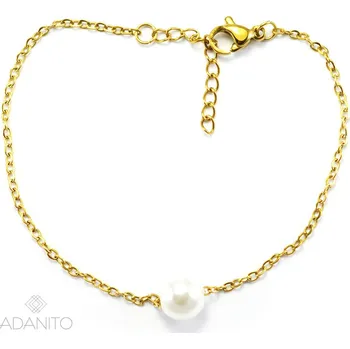 Náramek Pozlacený náramek z chirurgické oceli s perlou