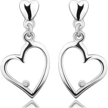 Náušnice Diamantové náušnice ze stříbra 925 - srdce s čirými brilianty, puzety