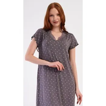 Dámská noční košile Dámská noční košile s krátkým rukávem Vienetta Secret Samanta hnědá 3XL