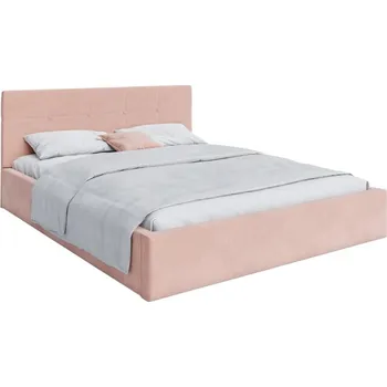 Postel Čalouněná postel RINO 180x200 cm s kovovým roštem světle růžová