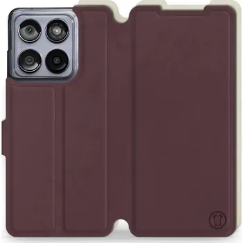 Pouzdro na mobilní telefon Flipové pouzdro Mobiwear Semiš - Motorola Edge 60 Fusion - Bordové & Béžové (Knížkové semišové flip pouzdro, obal, kryt na mobil Motorola Edge 60 Fusion - Bordové & Béžové, materiál semiš + TPU, ochrana 360°, stojánek, silikonová vanička, magnetické)