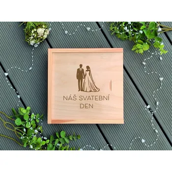 Dárková krabička Dřevěná krabička na svatební fotografie malá 4 - D-decor