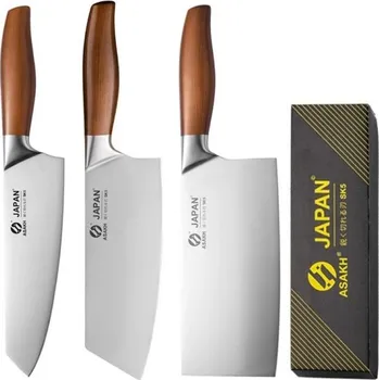 Kuchyňský nůž Japonská sada 3 kuchyňských nožů z nerezové oceli Santoku nůž Sushi nůž Filetovací nůž Sekáček na maso Šéfkuchařský nůž Krájení ryb a masa
