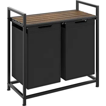 Koš na prádlo tectake třídič prádla s policí, industriální styl - 34 x 74 x 72 cm