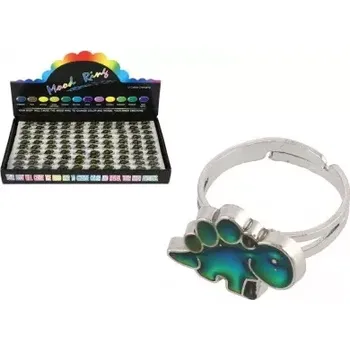 Teddies Prstýnek dinosaurus měnící barvu dle teploty nastavitelný kovový 100 ks v boxu