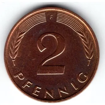 NĚMECKO. 2 Pfennig 1996/F.