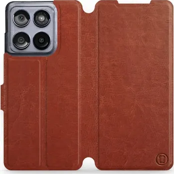 Pouzdro na mobilní telefon Flipové pouzdro Mobiwear - Motorola Edge 60 Fusion - Hnědé a oranžové (Knížkové flip pouzdro, obal, kryt na mobil Motorola Edge 60 Fusion - Hnědé a oranžové, materiál Umělá kůže + TPU - ochrana 360°, stojánek, silikonová vanička, magnetické zavírání)