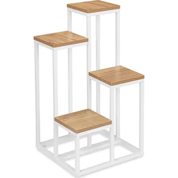 Stojan na květiny Květinový stojan Mogren bílý/dub craft