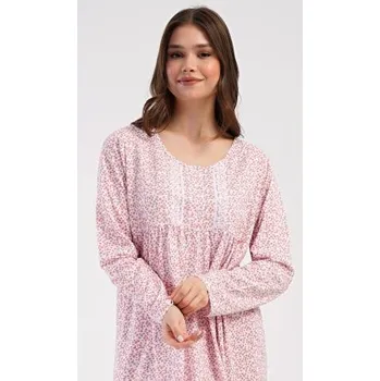 Dámská noční košile Dámská noční košile s dlouhým rukávem Vienetta Secret Julie meruňková 2XL