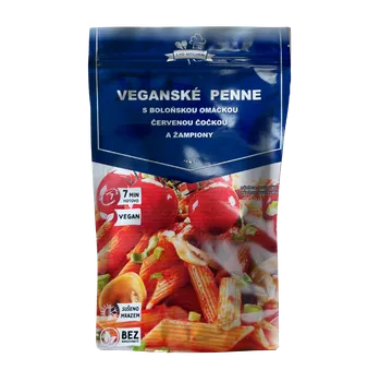 Hotové jídlo FDC Veganské penne s boloňskou omáčkou červenou čočkou a žampiony - mrazem sušené