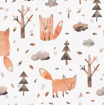 Úplet, Lišky na světlé (E) (Top kvalitní úplet Bella digitisk)