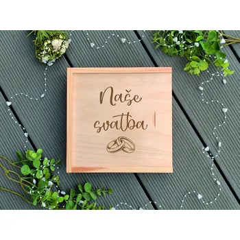 Dárková krabička Dřevěná krabička na svatební fotografie malá 9 - D-decor
