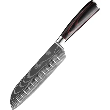 Kuchyňský nůž Profesionální kuchyňský nůž Santoku 29 cm z nerezové oceli Ostrý šéfkuchařský nůž s dřevěnou rukojetí na zeleninu ovoce i maso do každé kuchyně