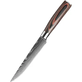 Kuchyňský nůž Profesionální steakový kuchyňský nůž Santoku z nerezové oceli Ostrý šéfkuchařský nůž s ergonomickou dřevěnou rukojetí na maso a zeleninu