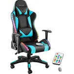 TecTake GmbH 405301 herní kancelářská židle tartaros, led, masážní funkce - černá/azurová