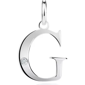 Přívěsek Diamantový přívěsek ze stříbra 925 - velké písmeno G, kulatý briliant