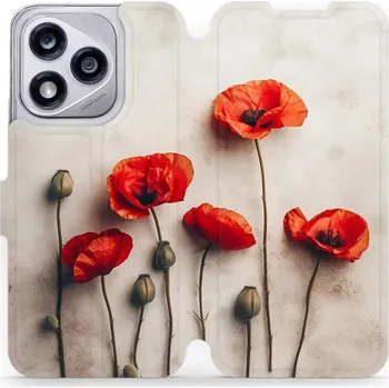 Pouzdro na mobilní telefon Flipové pouzdro Mobiwear - Honor 400 Lite 5G - VP42S Vlčí máky (Knížkové flip pouzdro, obal, kryt na mobil Honor 400 Lite 5G - VP42S Vlčí máky, materiál Umělá kůže + TPU - ochrana 360°, stojánek, silikonová vanička, magnetické zavírání)