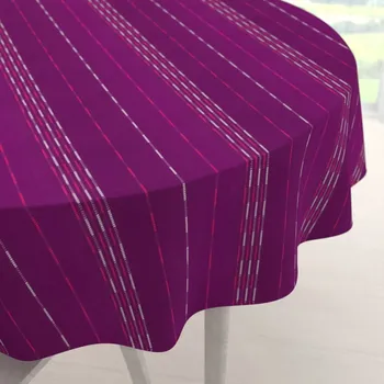 ubrus Bavlněný kulatý ubrus Olivia OL-002 Proužky na fialovém Ø 120 cm