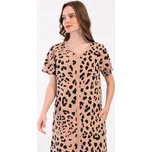 Dámské domácí šaty s krátkým rukávem Vienetta Secrert Leopard béžová 4XL