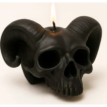 Svíčka Vonná svíčka Lebka s rohama | 150 g | Svíčkománie3D | Barva: Černá