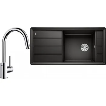 Granitový dřez Set RS Blanco Faron XL 6 S + Blanco Mida-S (černá + chrom)