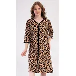 Dámské domácí šaty s tříčtvrtečním rukávem Vienetta Secret Leopard hnědá 4XL