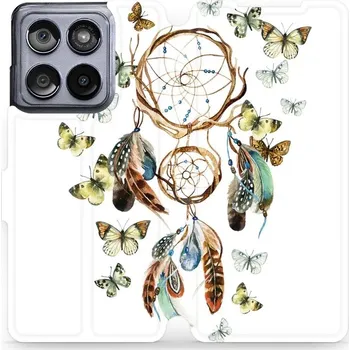 Pouzdro na mobilní telefon Flipové pouzdro Mobiwear - Motorola Edge 60 Fusion - M001P Lapač a motýlci (Knížkové flip pouzdro, obal, kryt na mobil Motorola Edge 60 Fusion - M001P Lapač a motýlci, materiál Umělá kůže + TPU - ochrana 360°, stojánek, silikonová vanička, magnetické)