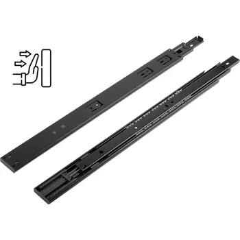 Nábytkové kování Paradox Ložiskový výsuv s tlumením a bez úchytkovým otevíráním 45 mm VIVO / Černý nikl 250 mm