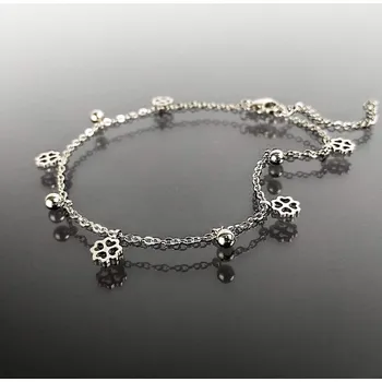 Řetízek Ocelový řetízek na nohu se čtyřlístky č. 1430