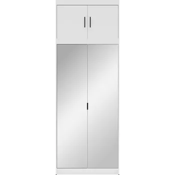 Šatní skříň Šatní skříň ELENA 2D + zrcadla + nástavec | 89,7 cm | bílá