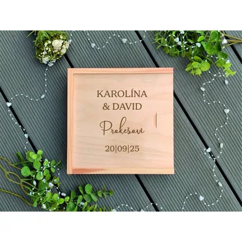 Dárková krabička Dřevěná krabička na svatební fotografie malá 6 - D-decor