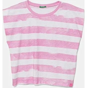 Dětské bavlněné tričko United Colors of Benetton 3SL3C10OW.G.Seasonal růžová 30X, vel. 122