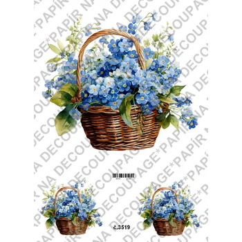 Umělecký papír Rýžový a soft papír na decoupage - Pomněnky- KB03519 Materiál: Soft, Rozměr: A4