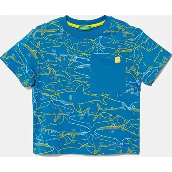 Dětské bavlněné tričko United Colors of Benetton 3PDQG10JN.P.Seasonal modrá 55X, vel. 104