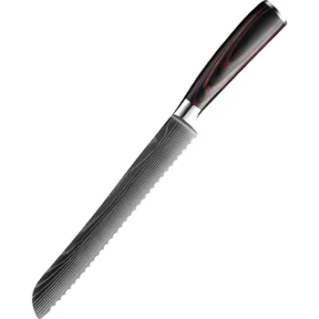 Kuchyňský nůž Profesionální kuchyňský nůž Santoku 31 cm z nerezové oceli Ostrý nůž na pečivo s ergonomickou dřevěnou rukojetí do domácí i profesionální kuchyně