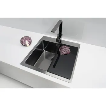 Granitový dřez Jednokomorový dřez Alveus 1 ocel šedý